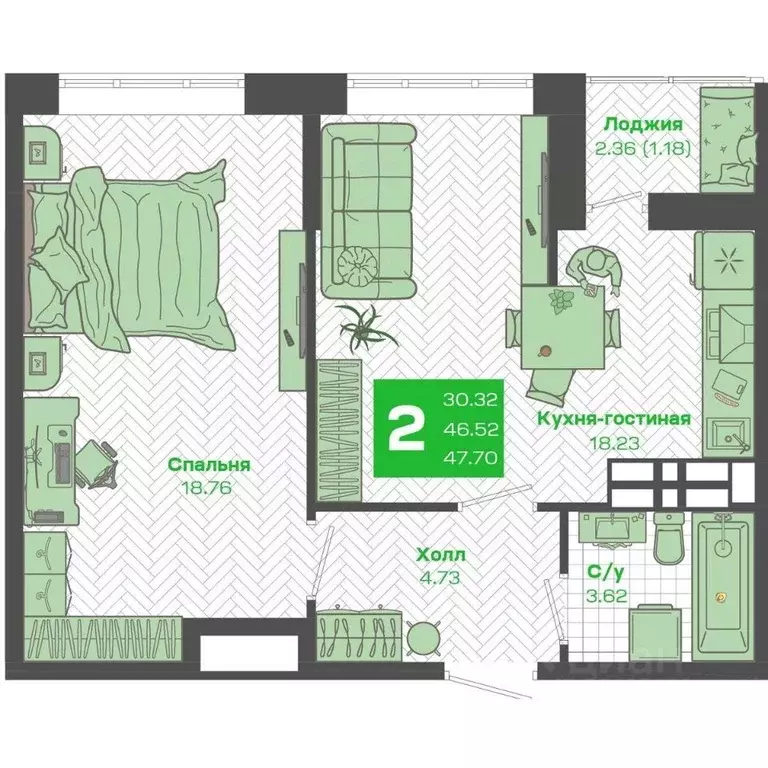 2-к кв. Приморский край, Владивосток Зеленый Бульвар 2 жилой комплекс ... - Фото 1