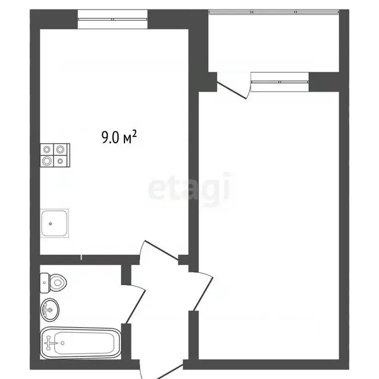 1-к кв. Ярославская область, Ярославль просп. Фрунзе, 67 (32.8 м) - Фото 1