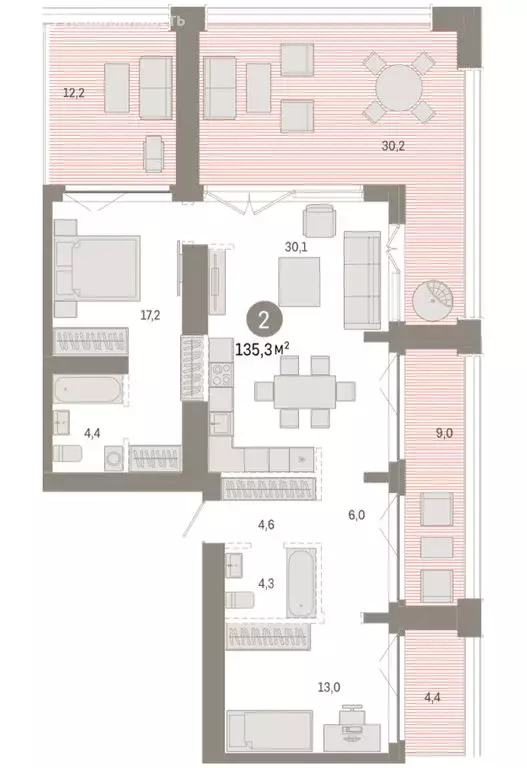 2-комнатная квартира: Новосибирск, Большевистская улица, 66 (135.33 м) - Фото 2