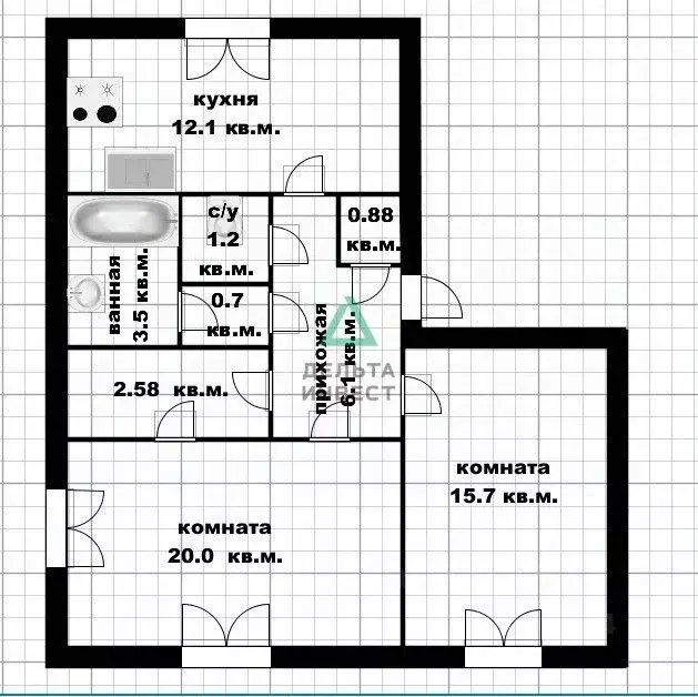 2-к кв. Башкортостан, Уфа Кольцевая ул., 34А (59.3 м) - Фото 1
