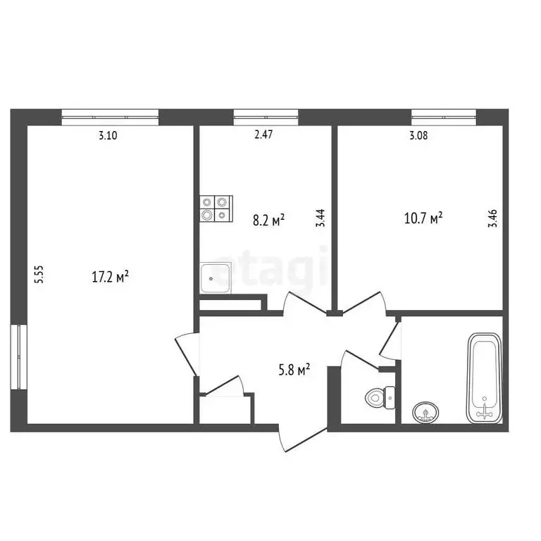 2-комнатная квартира: Вилючинск, микрорайон Центральный, 17 (46.4 м) - Фото 1