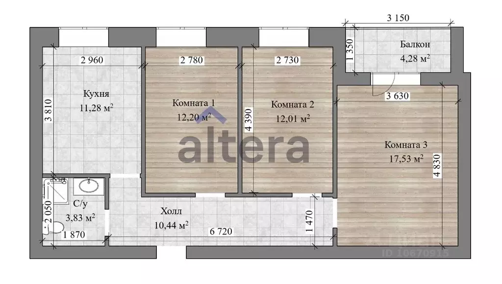 3-к кв. Татарстан, Зеленодольск ул. Комарова, 14В (71.5 м) - Фото 2