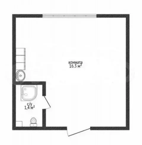 1к в -комнатной квартире (16 м) - Фото 2