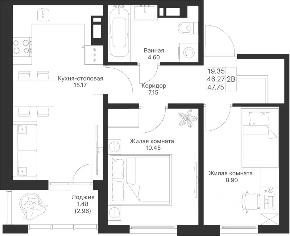2-к кв. Татарстан, Лаишевский район, Столбищенское с/пос, с. Усады  ... - Фото 1