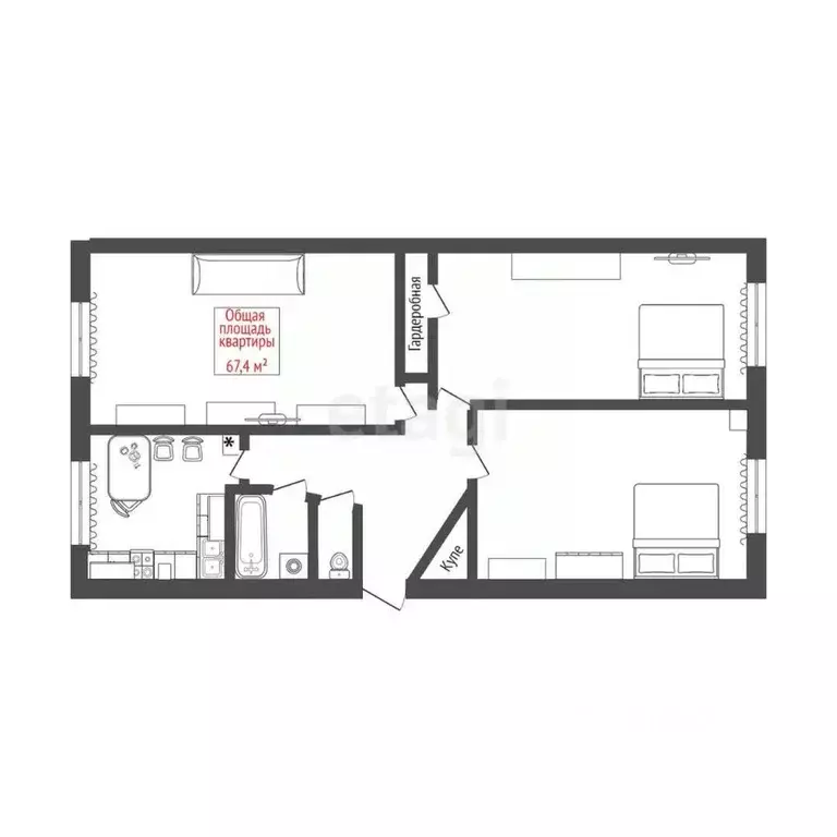 3-к кв. Томская область, Северск ул. Ленина, 52 (67.4 м) - Фото 1