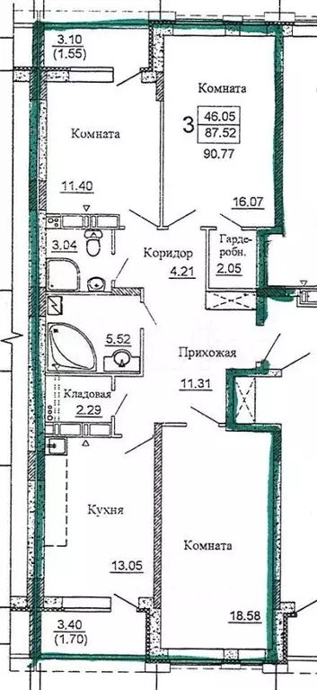 3-к. квартира, 87,5 м, 15/18 эт. - Фото 0