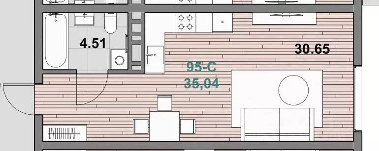 1-к кв. Калининградская область, Зеленоградск ул. Гагарина (35.04 м) - Фото 1