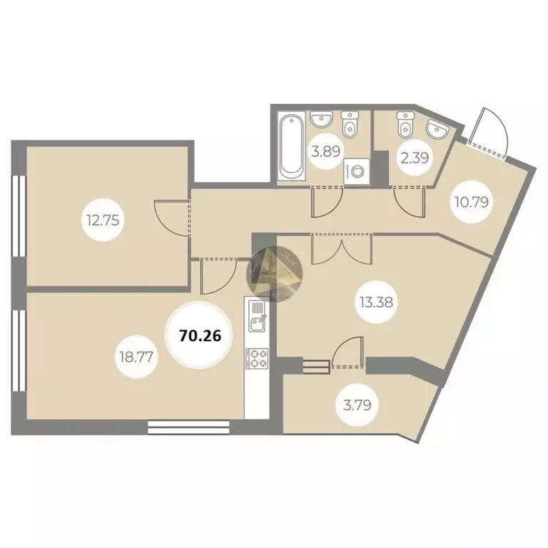 2-комнатная квартира: Санкт-Петербург, Суздальское шоссе, 8 (70.26 м) - Фото 1