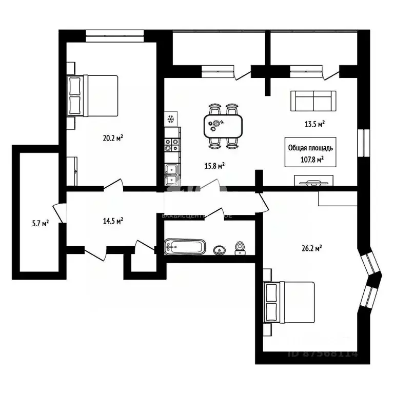 3-к кв. Новосибирская область, Бердск ул. Красная Сибирь, 128 (107.8 ... - Фото 2