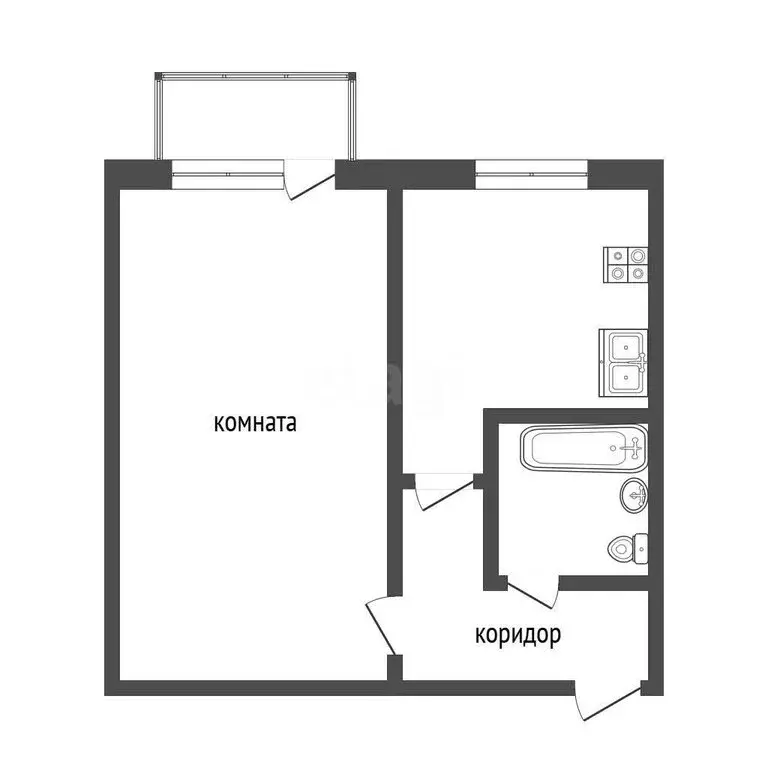 1-комнатная квартира: Иркутск, улица Жукова, 1 (32 м) - Фото 1