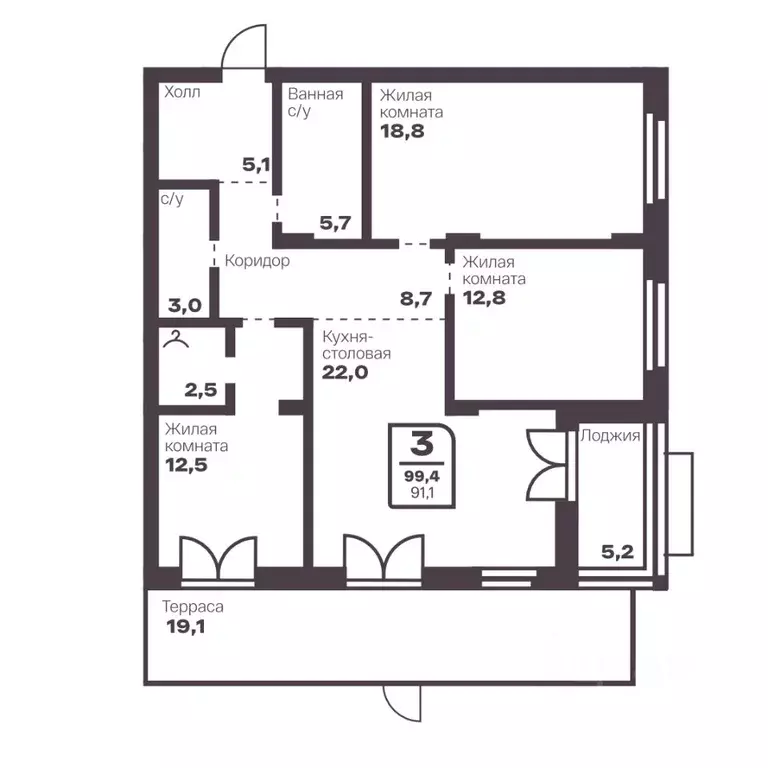 3-к кв. Челябинская область, Магнитогорск ул. Притяжения (91.1 м) - Фото 1