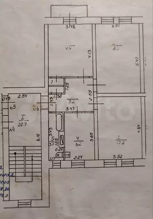 3-к. квартира, 70,7 м, 2/2 эт. - Фото 0