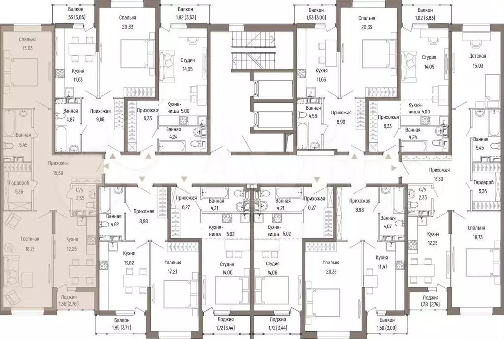 2-к. квартира, 75,9 м, 6/9 эт. - Фото 1