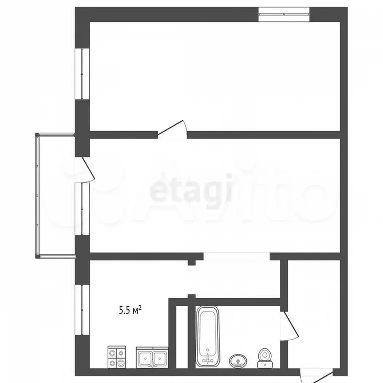 2-к. квартира, 47,5 м, 4/5 эт. - Фото 0