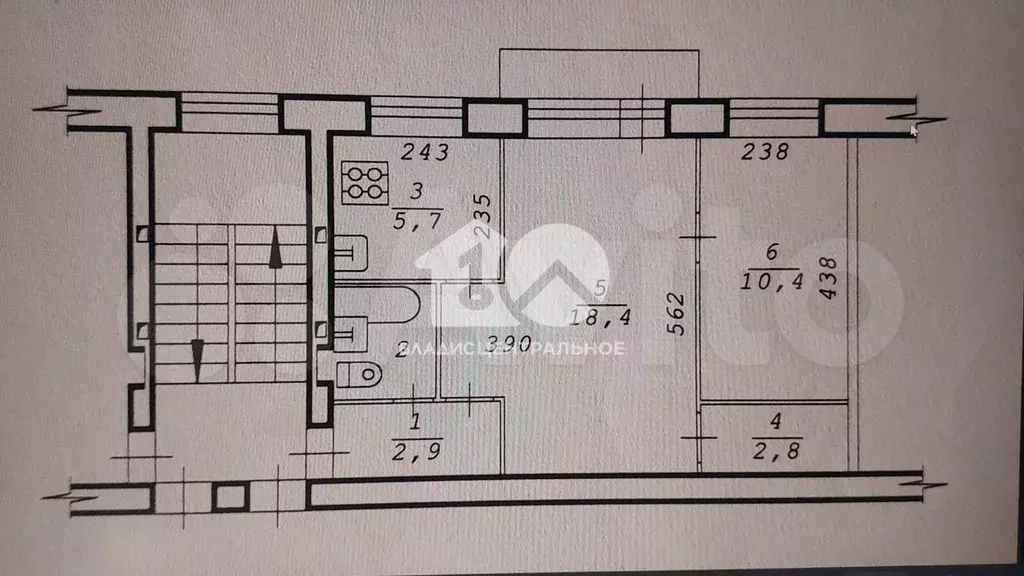2-к. квартира, 43,1 м, 3/5 эт. - Фото 0