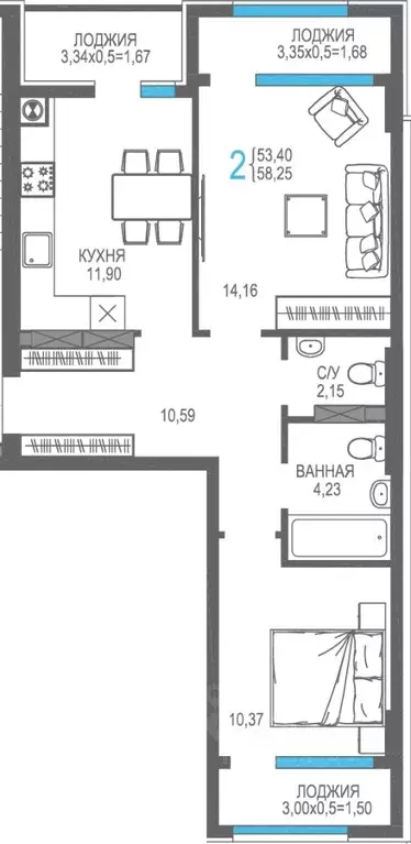 2-к кв. Крым, Алушта На Фонтанке жилой комплекс (58.25 м) - Фото 1