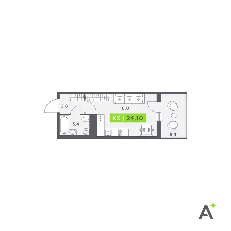 Квартира-студия: Кудрово, Солнечная улица, 4 (24.1 м) - Фото 0