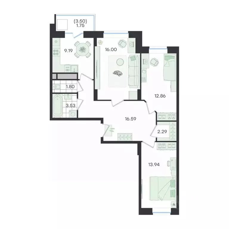 3-к кв. Московская область, Подольск городской округ, пос. Сосновый ... - Фото 1