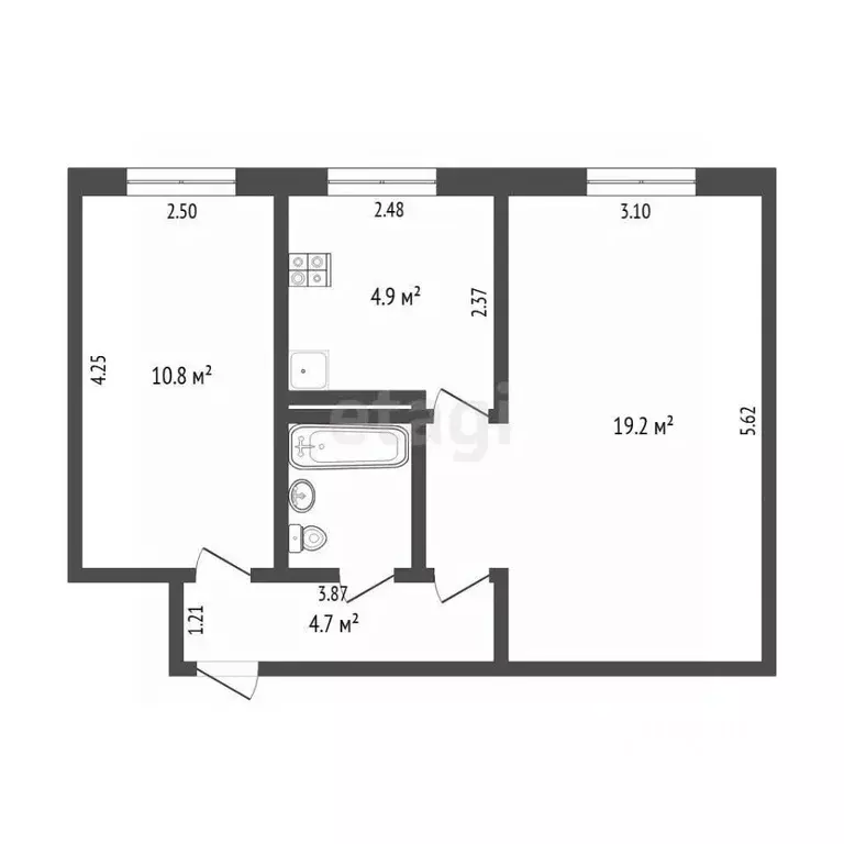 2-к кв. Тюменская область, Тюмень Текстильная ул., 17 (43.2 м) - Фото 2