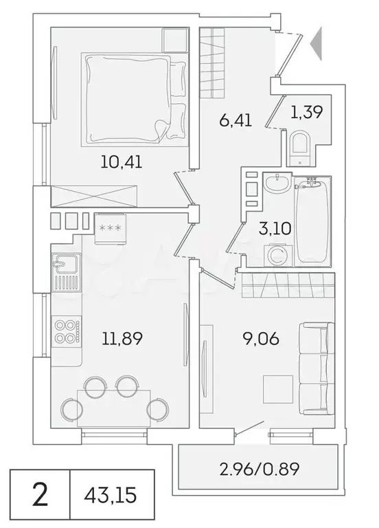 2-к. квартира, 42,5 м, 7/16 эт. - Фото 0