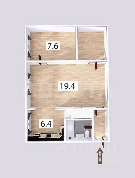 2-к кв. Омская область, Омск Донецкая ул., 1 (45.5 м) - Фото 1