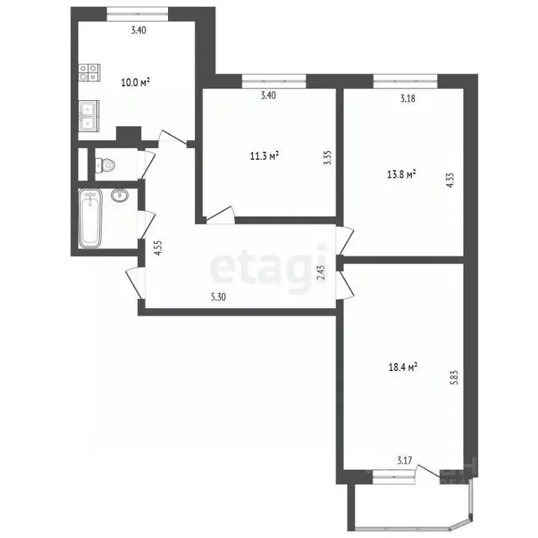 3-к кв. Москва Новокосинская ул., 28 (73.5 м) - Фото 1