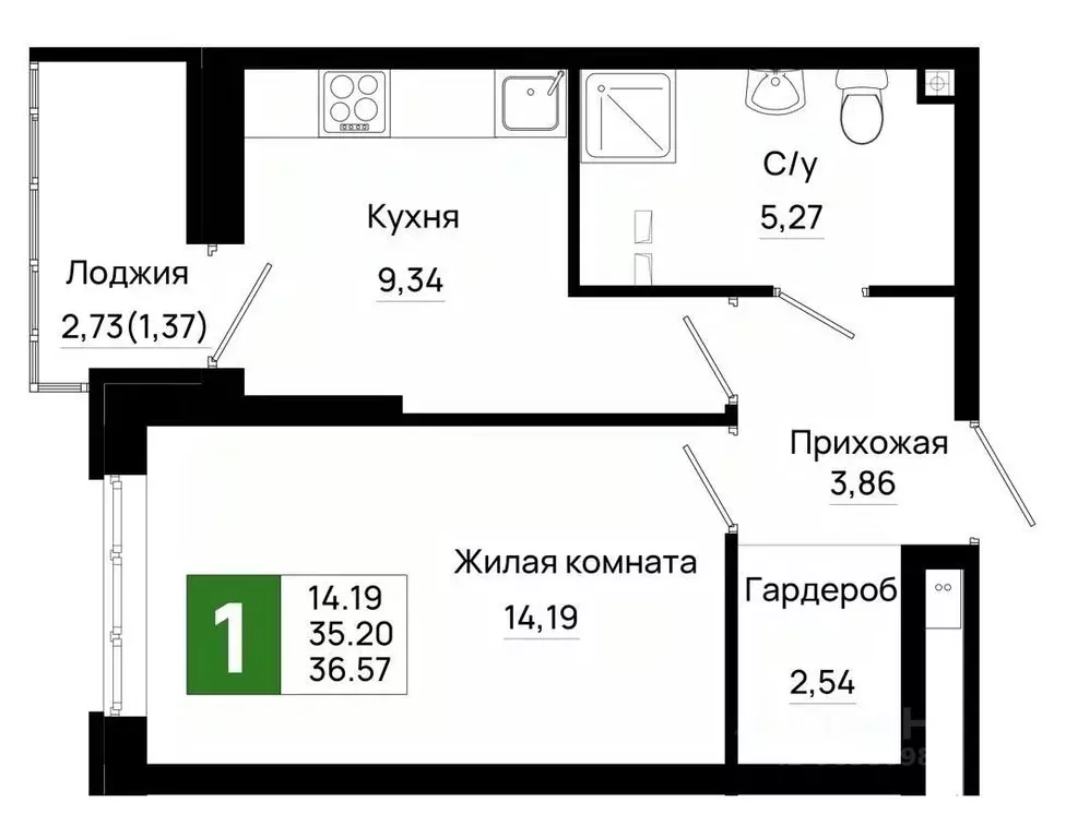 1-к кв. Ростовская область, Ростов-на-Дону Нефтекачка кв-л, Октябрь ... - Фото 0