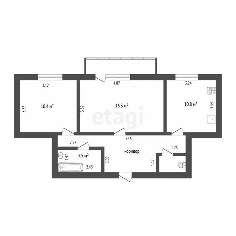 2-комнатная квартира: Тюмень, микрорайон Войновка, улица ... - Фото 1