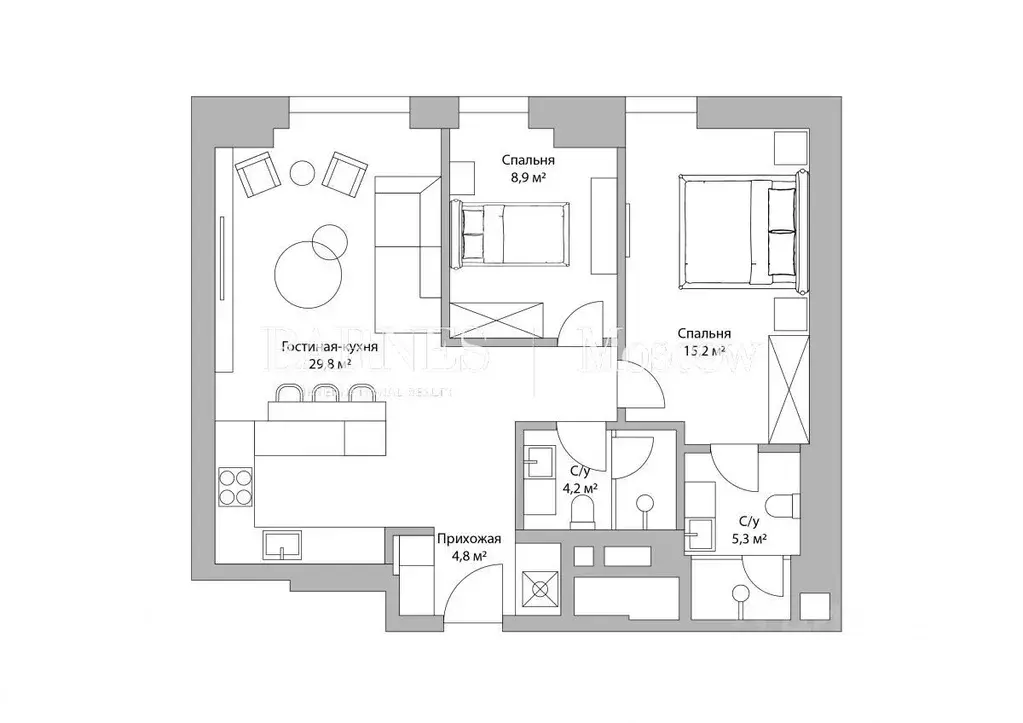 3-к кв. Москва Поклонная ул., 9 (68.9 м) - Фото 2