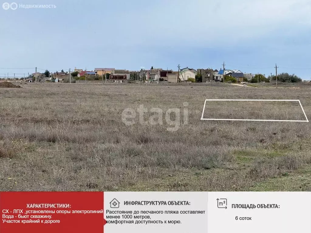 Участок в Сакский район, Штормовское сельское поселение, коттеджный ... - Фото 1