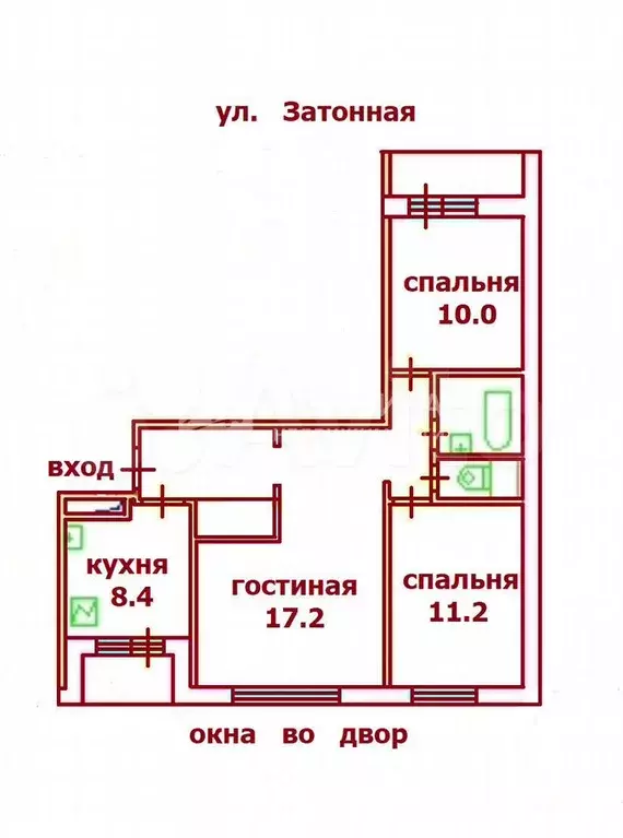 3-к. квартира, 61,1 м, 7/12 эт. - Фото 0