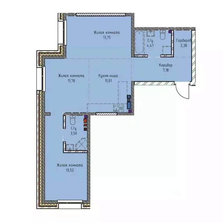 3-к кв. Иркутская область, Иркутск Култукская ул., 16 (67.7 м) - Фото 0