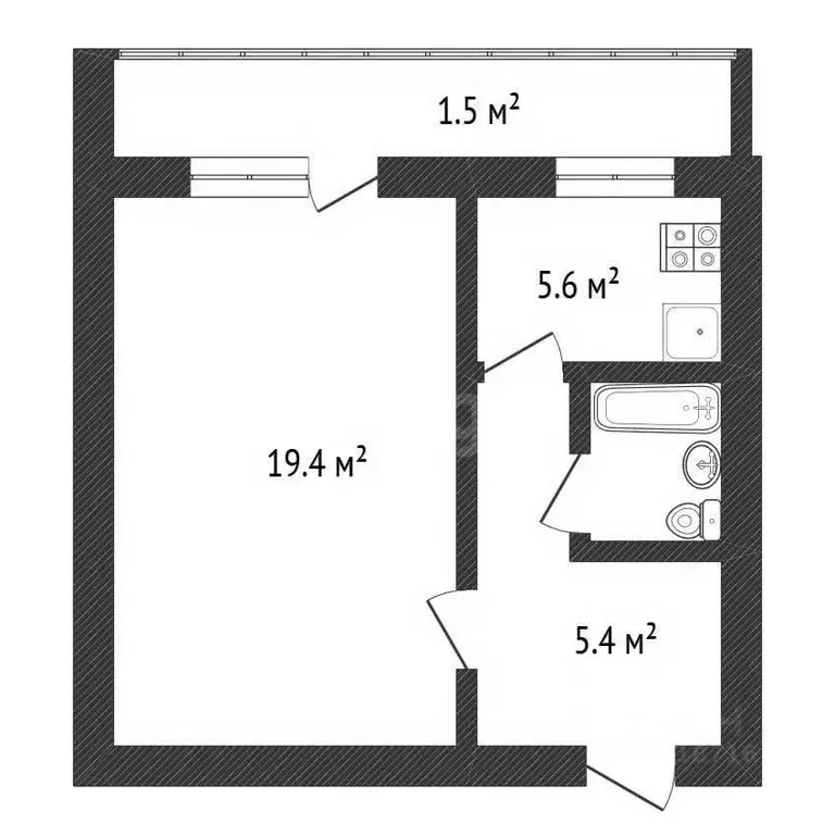1-к кв. Калужская область, Обнинск ул. Комарова, 11 (33.3 м) - Фото 2