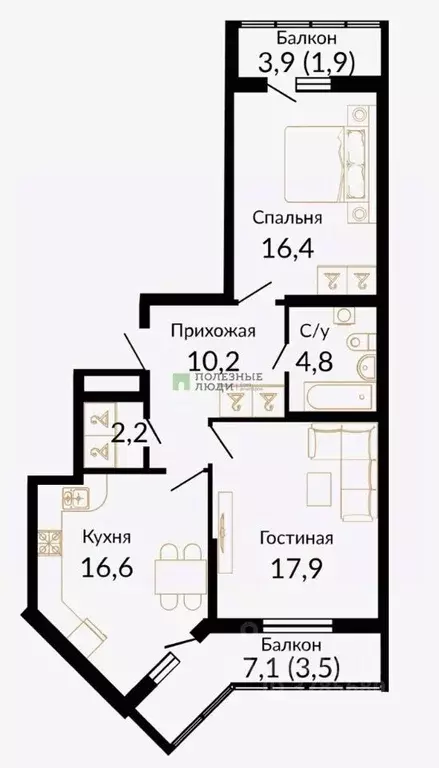 2-к кв. Краснодарский край, Новороссийск ул. Куникова, 55к1 (74.0 м) - Фото 1