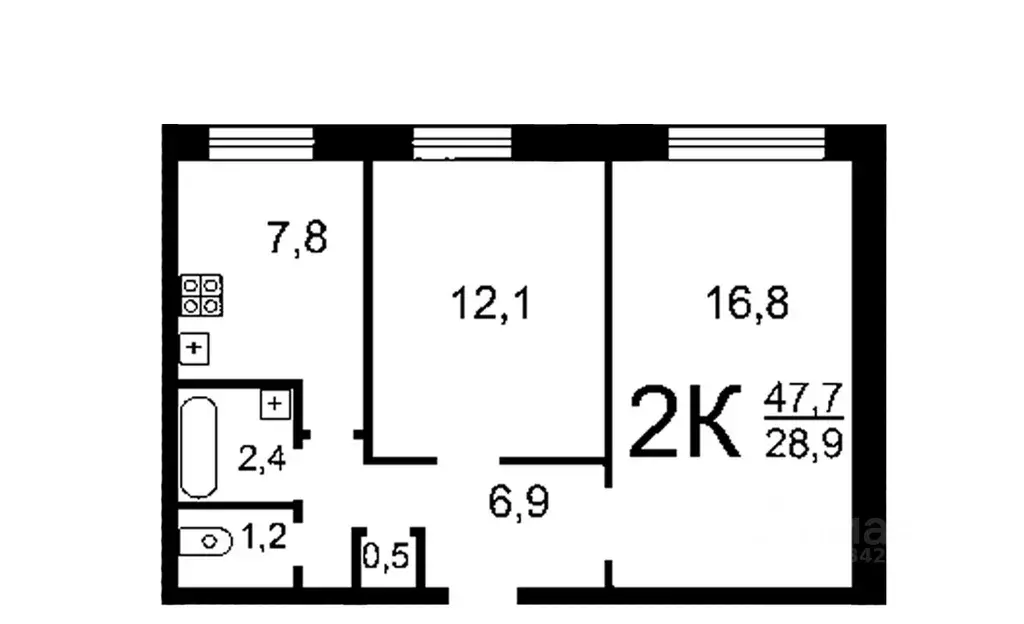 2-к кв. Новосибирская область, Новосибирск Линейная ул., 29/1 (49.0 м) - Фото 1