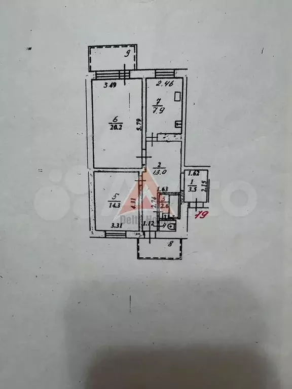 3-к. квартира, 62,5 м, 2/9 эт. - Фото 0