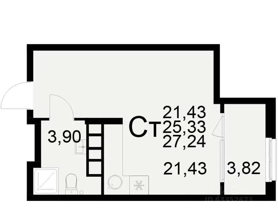 1-к кв. Рязанская область, Рязань ул. Бирюзова (25.33 м) - Фото 0