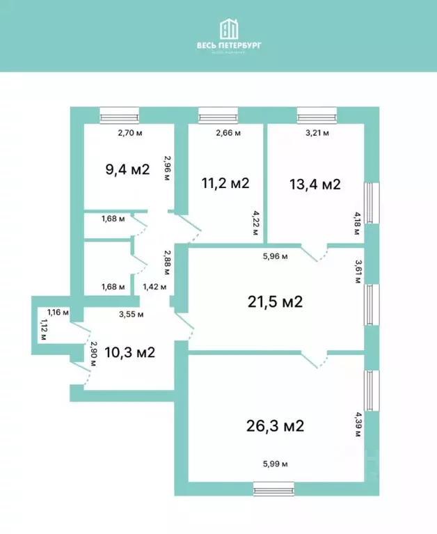 4-к кв. Санкт-Петербург ул. Красного Курсанта, 30 (102.3 м) - Фото 2