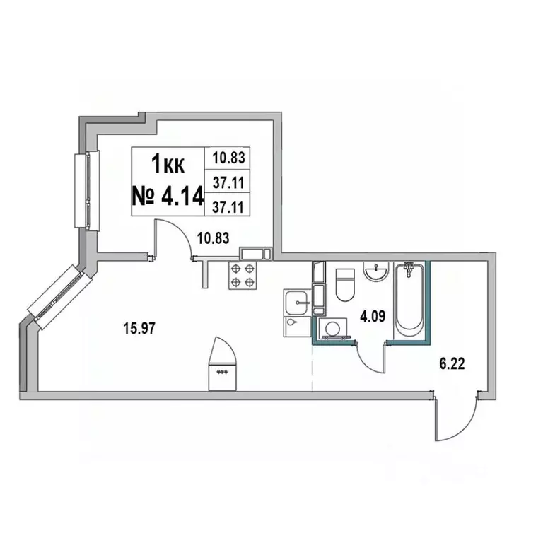 1-к кв. Ленинградская область, Выборг ул. 1-я Южная, 8 (37.11 м) - Фото 0