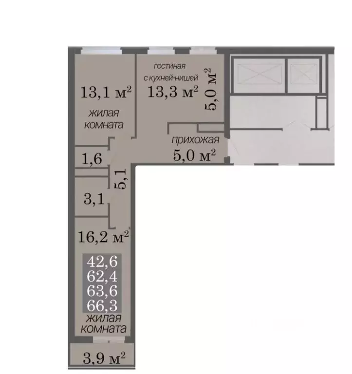 3-к кв. Тамбовская область, Тамбов ул. Карла Маркса, 169 (66.3 м) - Фото 2