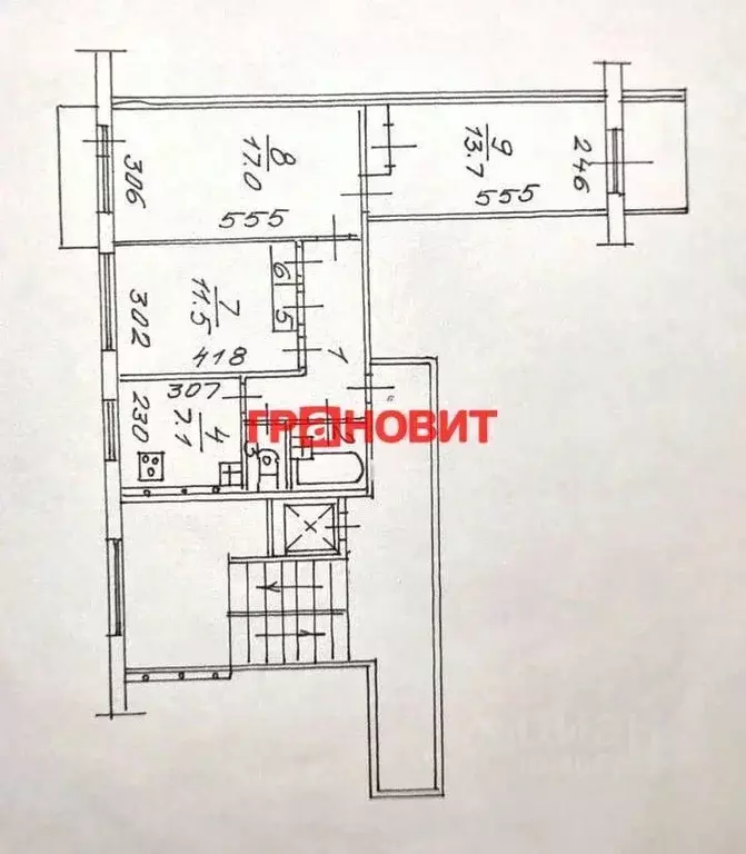 3-к кв. Новосибирская область, Новосибирск ул. Крылова, 67А (63.0 м) - Фото 1