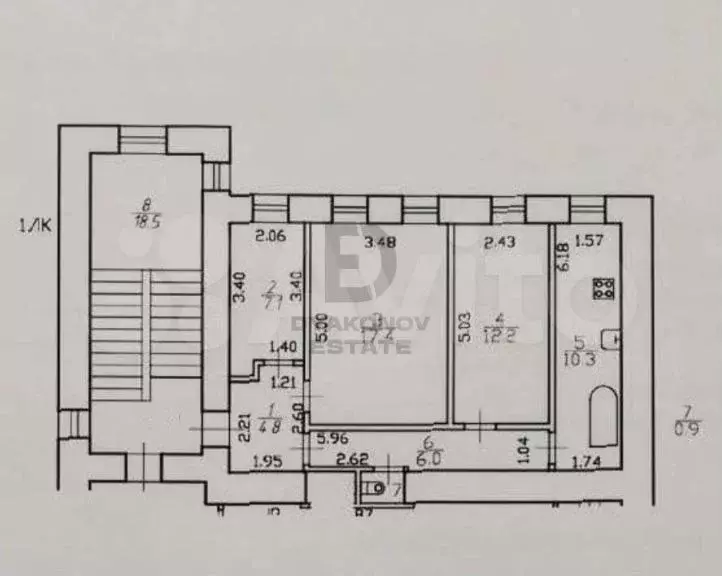 3-к. квартира, 58,7 м, 6/6 эт. - Фото 0