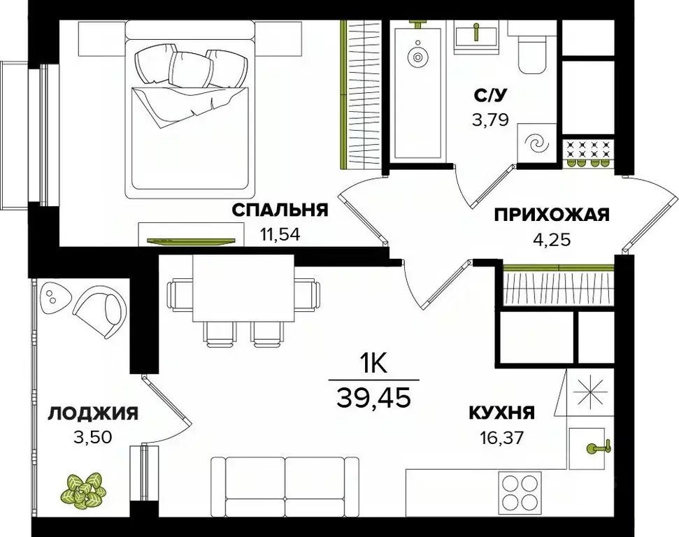 1-к кв. Тульская область, Тула  (39.45 м) - Фото 0