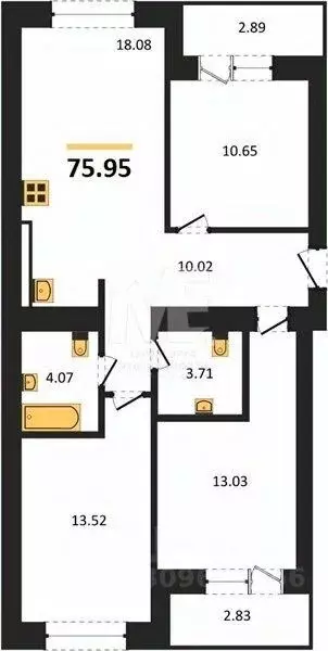 3-к кв. Калининградская область, Калининград ул. Согласия, 53Б (75.95 ... - Фото 0