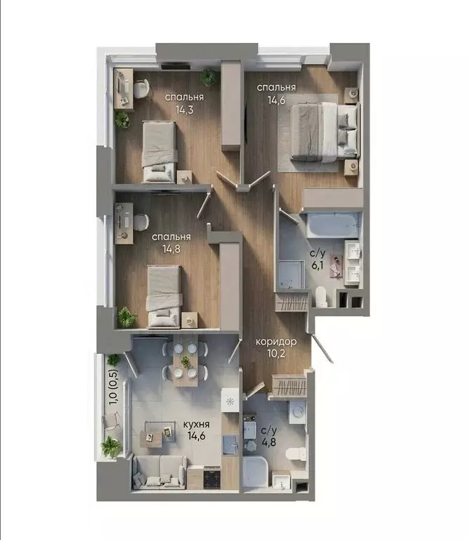 3-комнатная квартира: Москва, улица Нижние Мнёвники, 12с1 (81 м) - Фото 2
