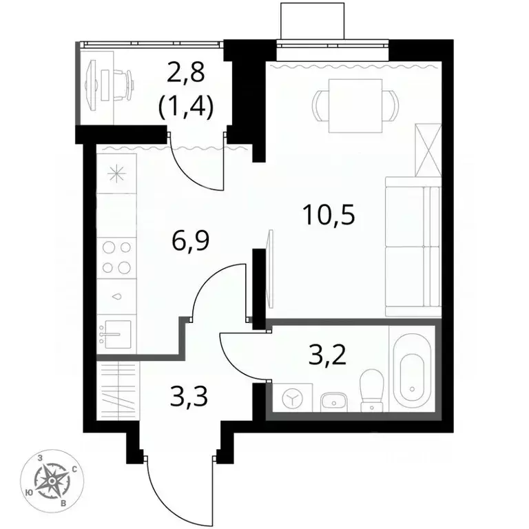 1-к кв. Московская область, Ленинский городской округ, Булатниковское ... - Фото 2