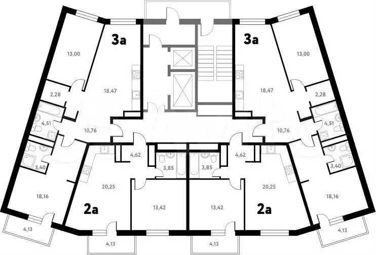 2-к. квартира, 72,7м, 14/17эт. - Фото 1