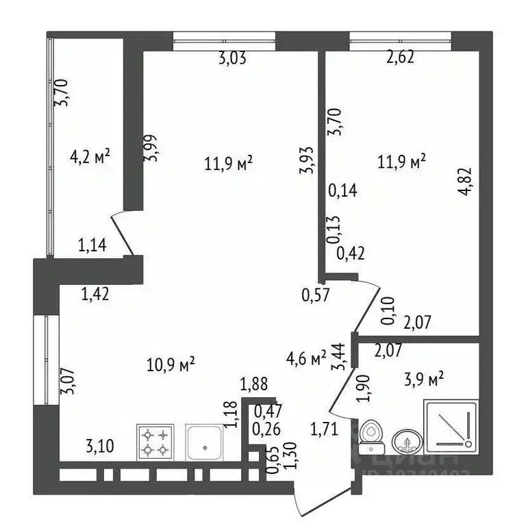 2-к кв. Башкортостан, Уфа ул. Евгения Столярова, 16 (45.0 м) - Фото 2