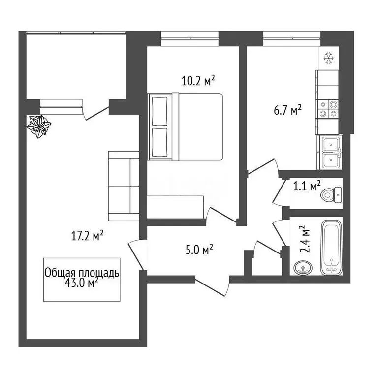 2-комнатная квартира: Новосибирск, Северо-Чемской жилмассив, улица ... - Фото 1