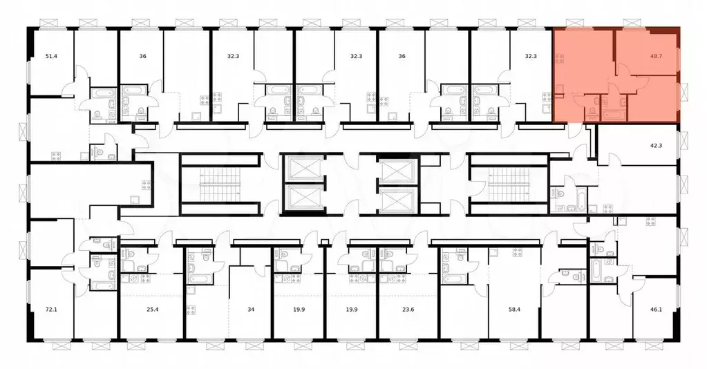 2-к. квартира, 48,6 м, 17/33 эт. - Фото 1